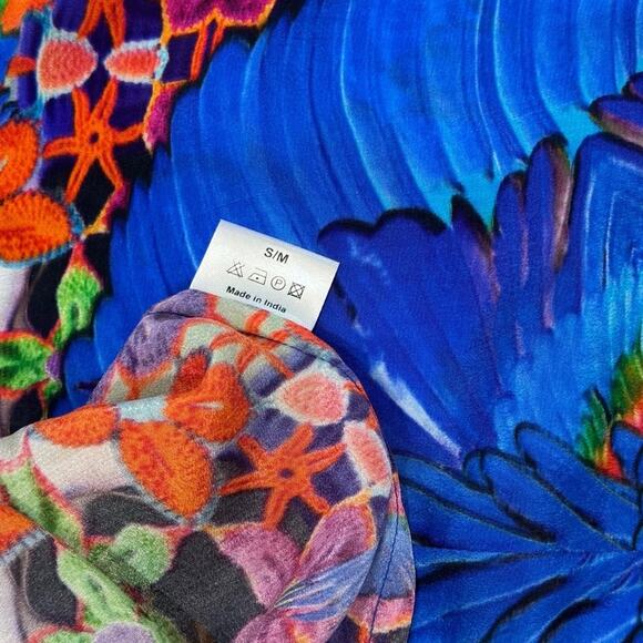 SHAHIDA PARIDES BLUE BIRD PARROT HIGH LOW SUMMER DRESSES SZ S/M $349 - Picture 7 of 8